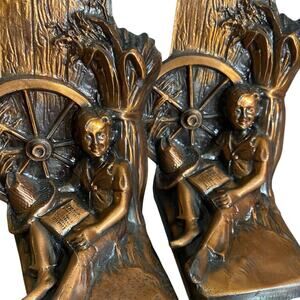 Huck Finn bookends Huckleberry Farmhouse Decor Book Stops HEAVY Metal Figurines
